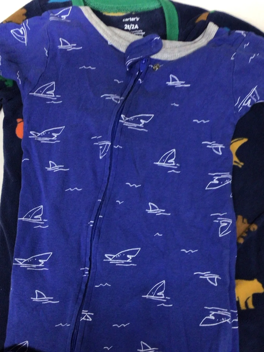 Carter's Navy Dinosaur Zip Front Footed One-Piece lot of 5 carters onesies